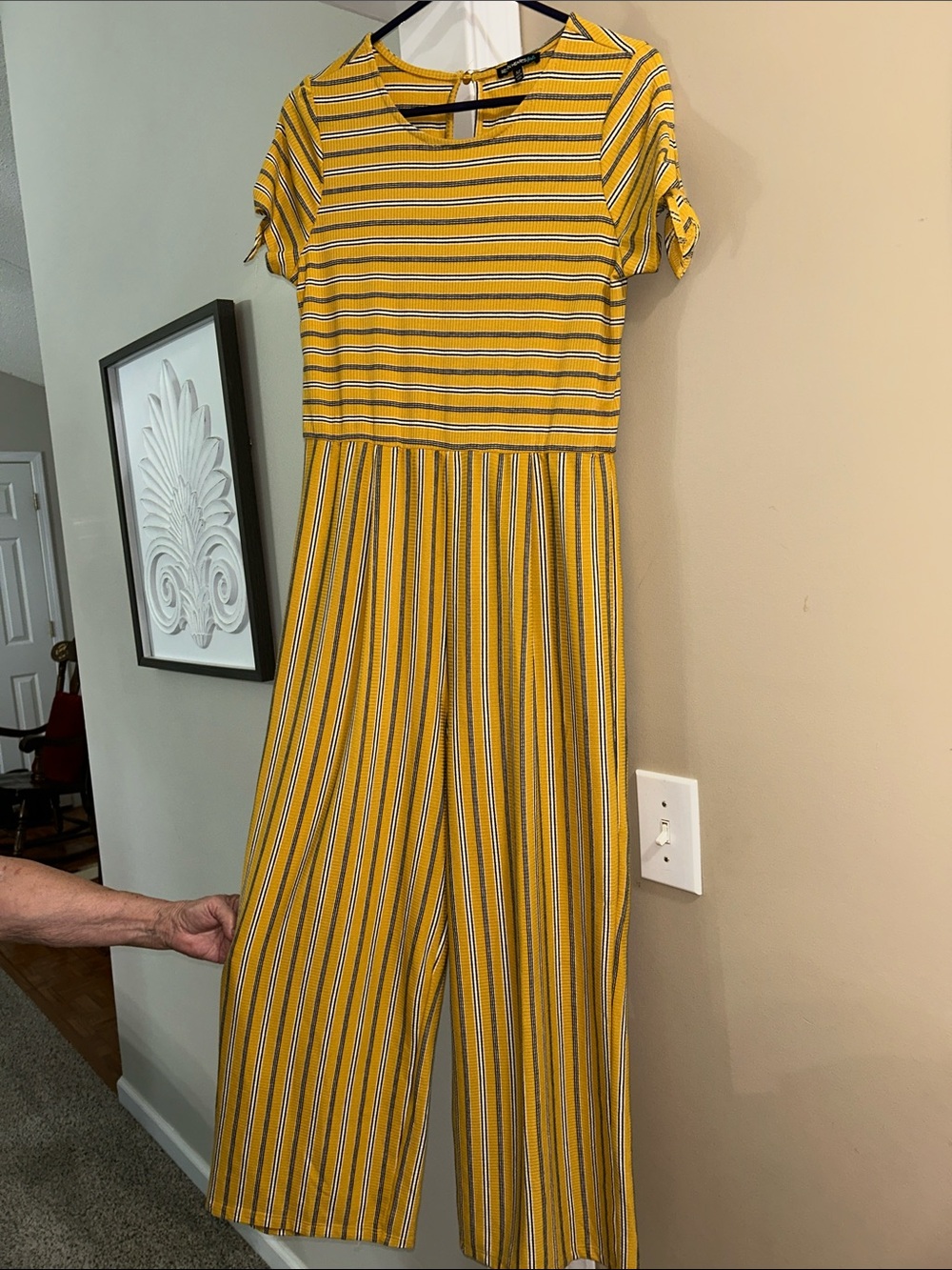 Sequin Hearts Yellow Striped Kids One Piece Jumpsuit
